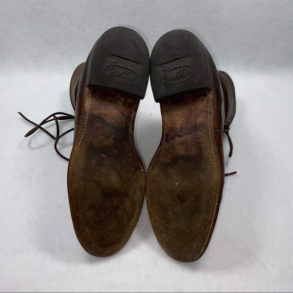 Justin Boots Brown Lace Up 4833 7B - Picture 7 of 11